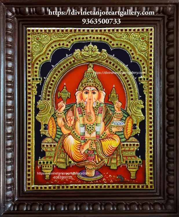 Ganesha with Prabai (Size-18 in x 15 in x 2 in)