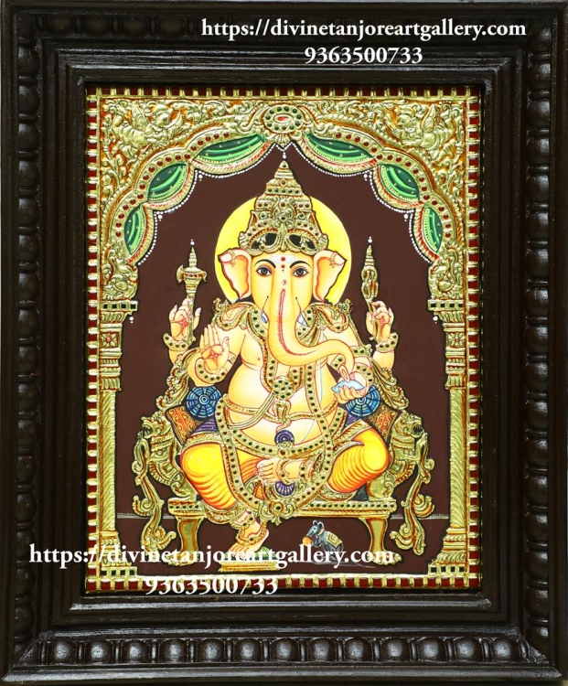 Ganesha Lion Peedam (Size-18 in x 15 in x 2 in)