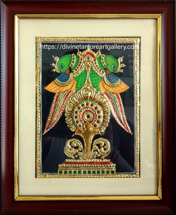 peacock tanjore painting (made to order) Size can be customized