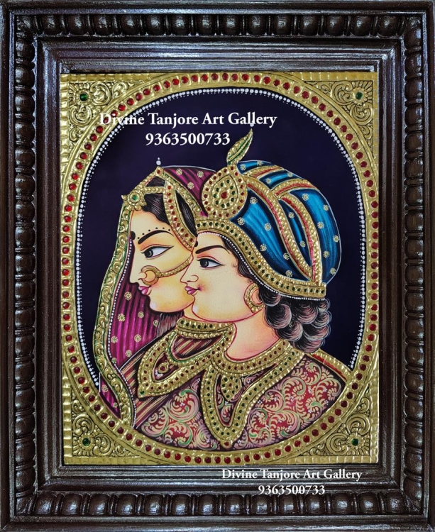 Couple tanjore painting  (made to order) Size can be customized