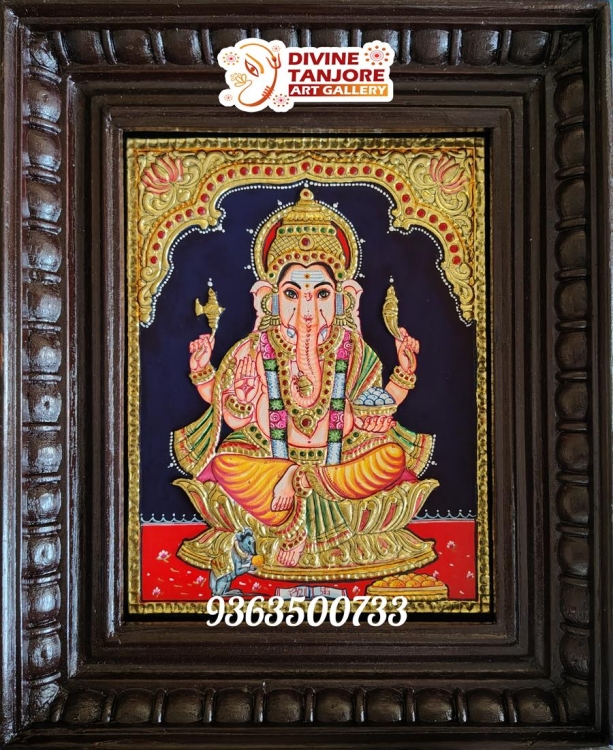 Ganesha gold lotus (Size - 13 in x 11 in x 2 in)